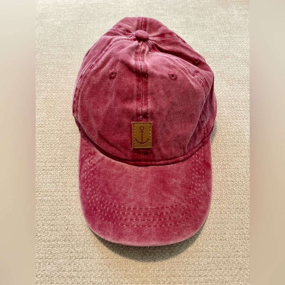 Distressed Red Burgundy Anchor Hat